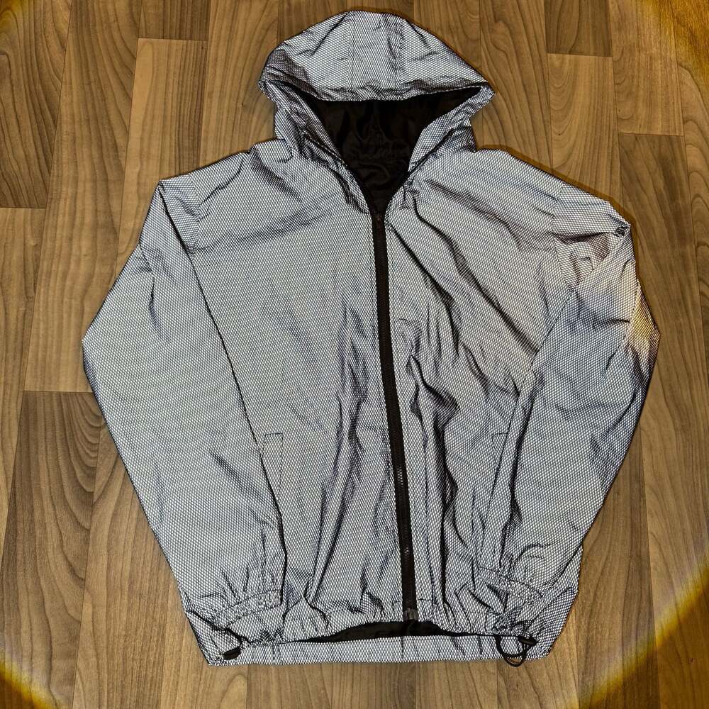 Swiss Tech Men's Reflective Mesh Geo-Print Hooded Windbreaker Jacket